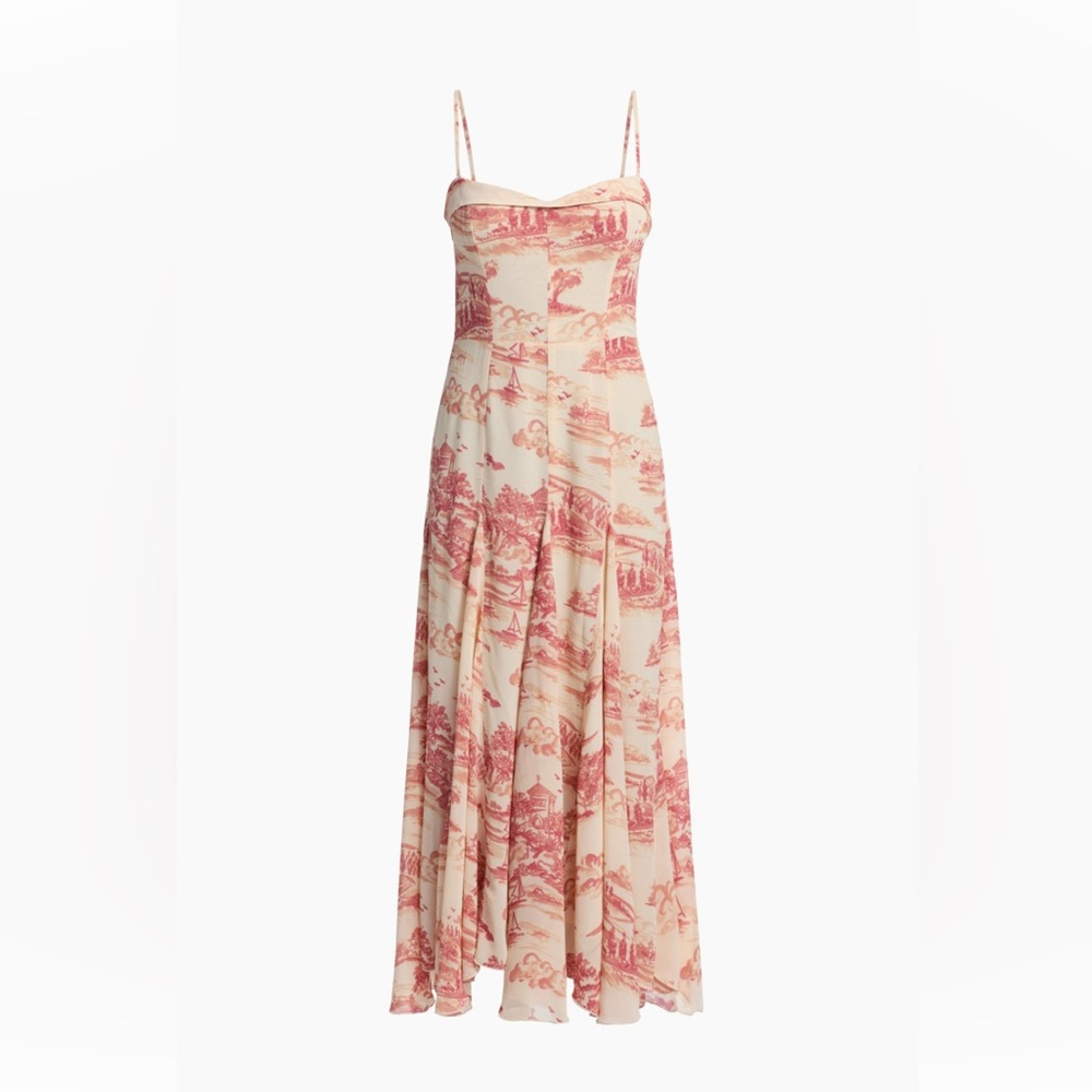 Reformation Fredo Watercolor Toile Midi-Dress - NWT